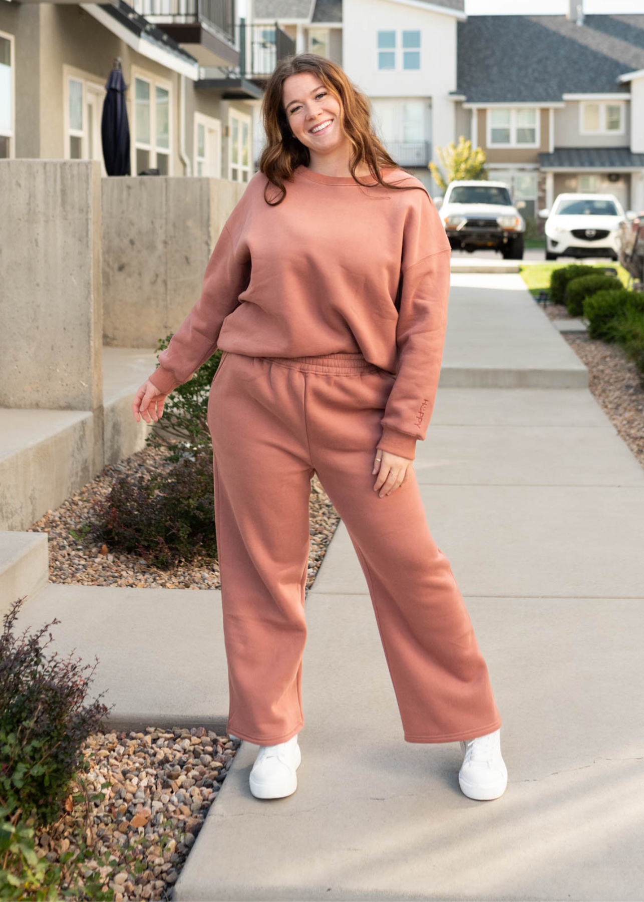 Dusty rose happy sweater in plus size