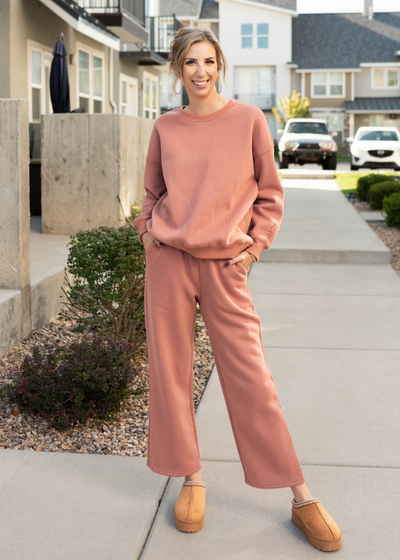 Long sleeve dusty rose happy sweater