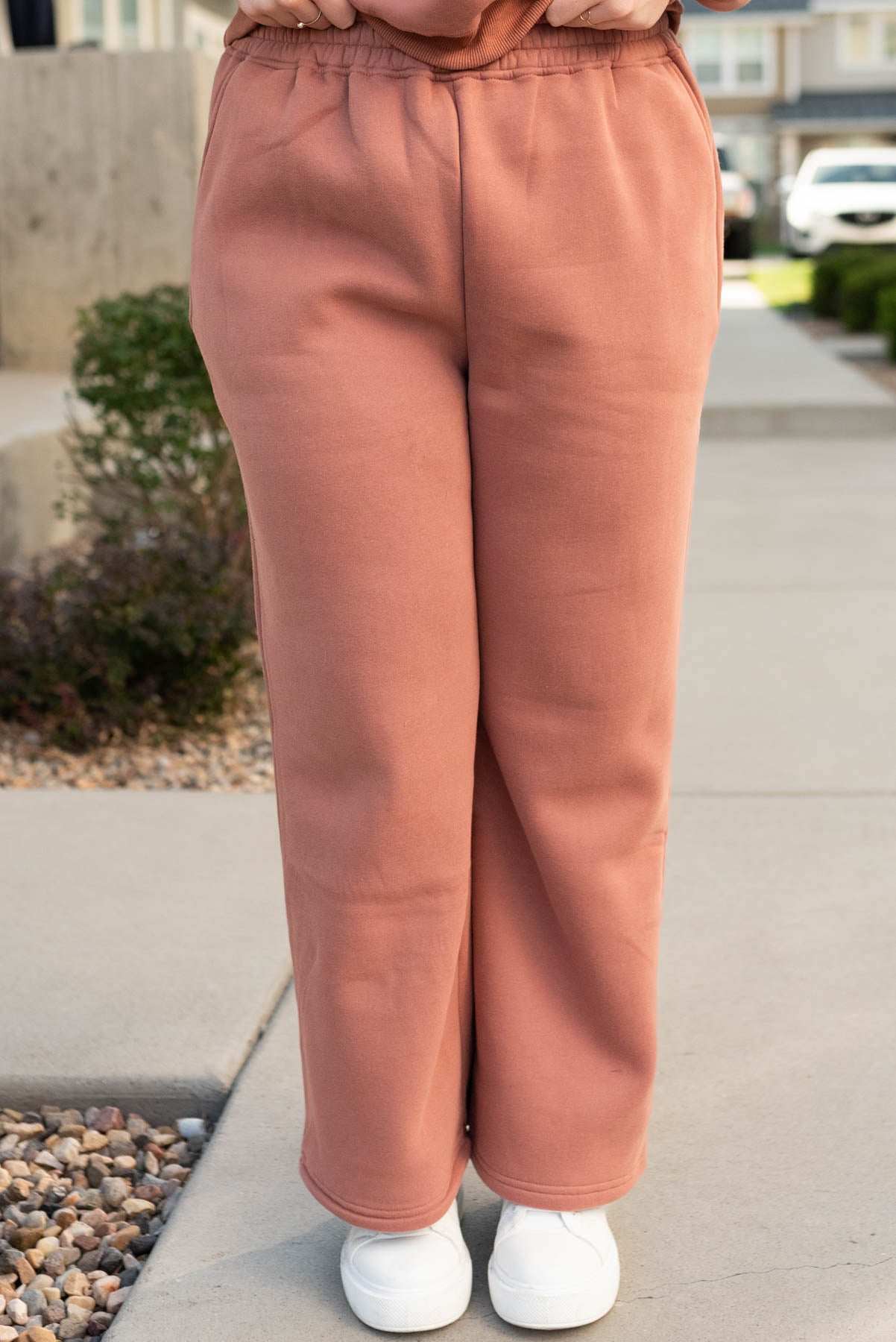 Plus size dusty rose sweat pants with pockets