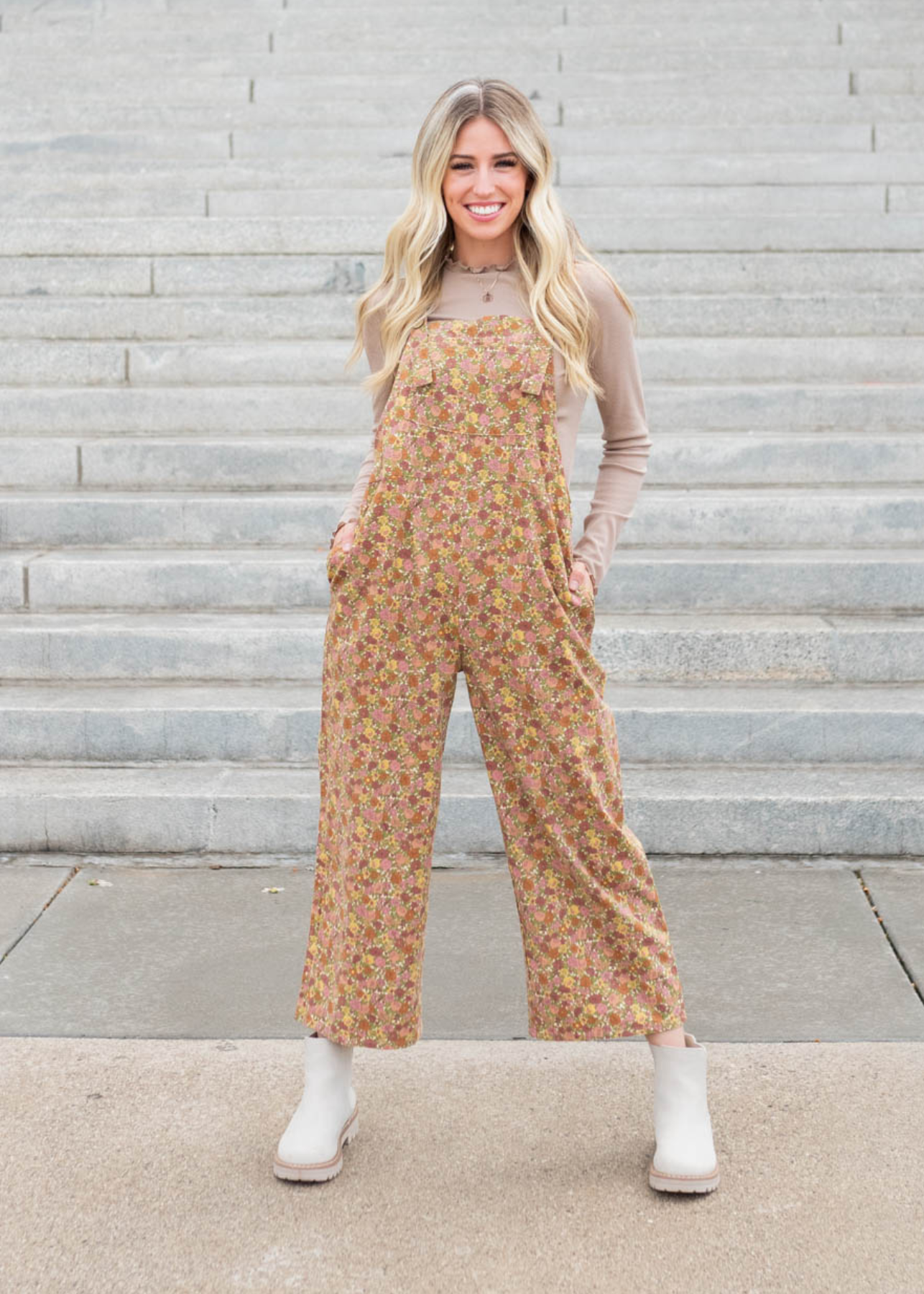 Small marsala floral overalls