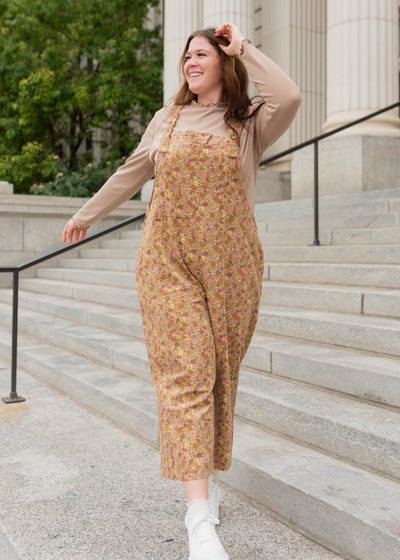 Marsala floral overalls