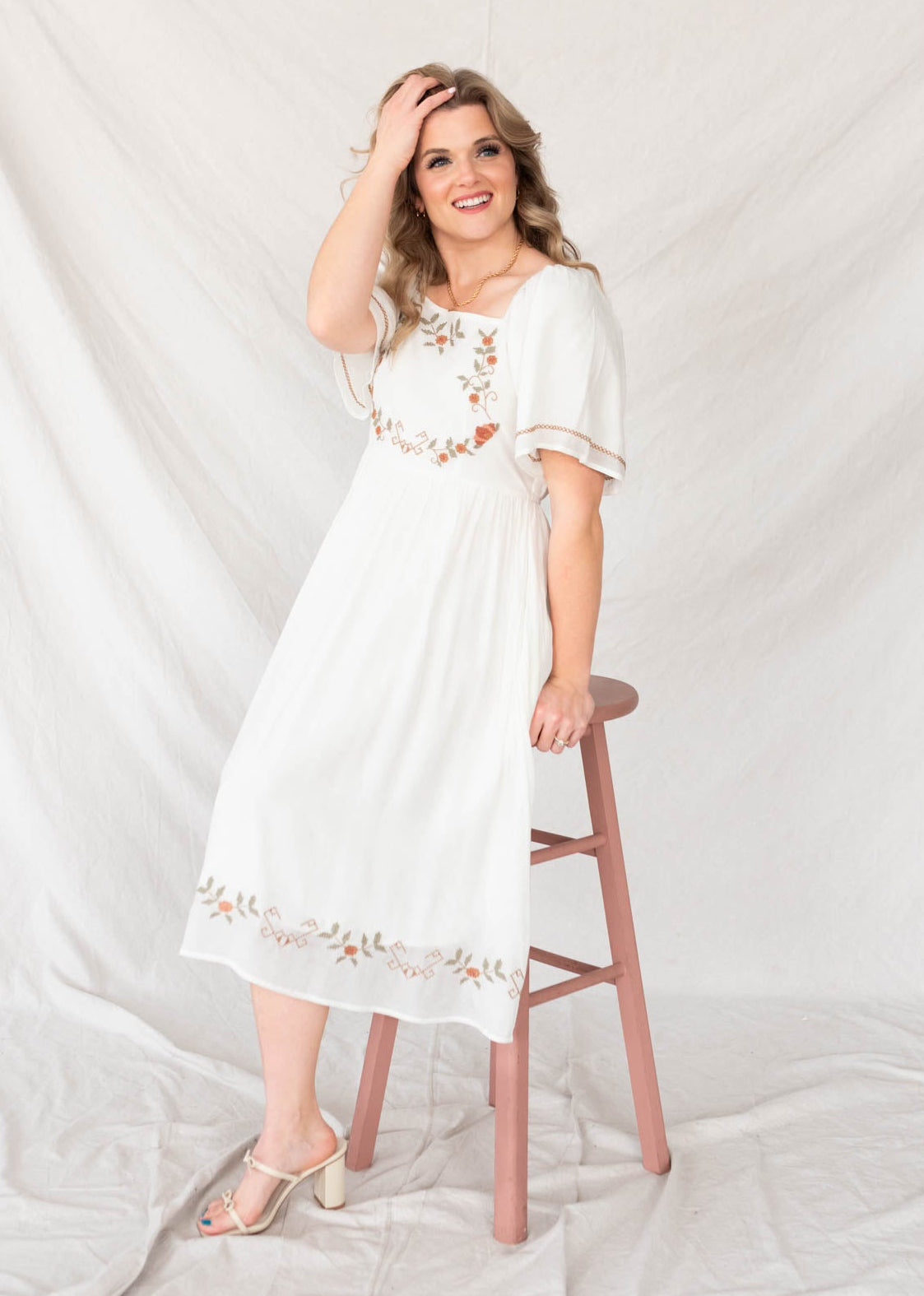 Irina White Embroidered Dress