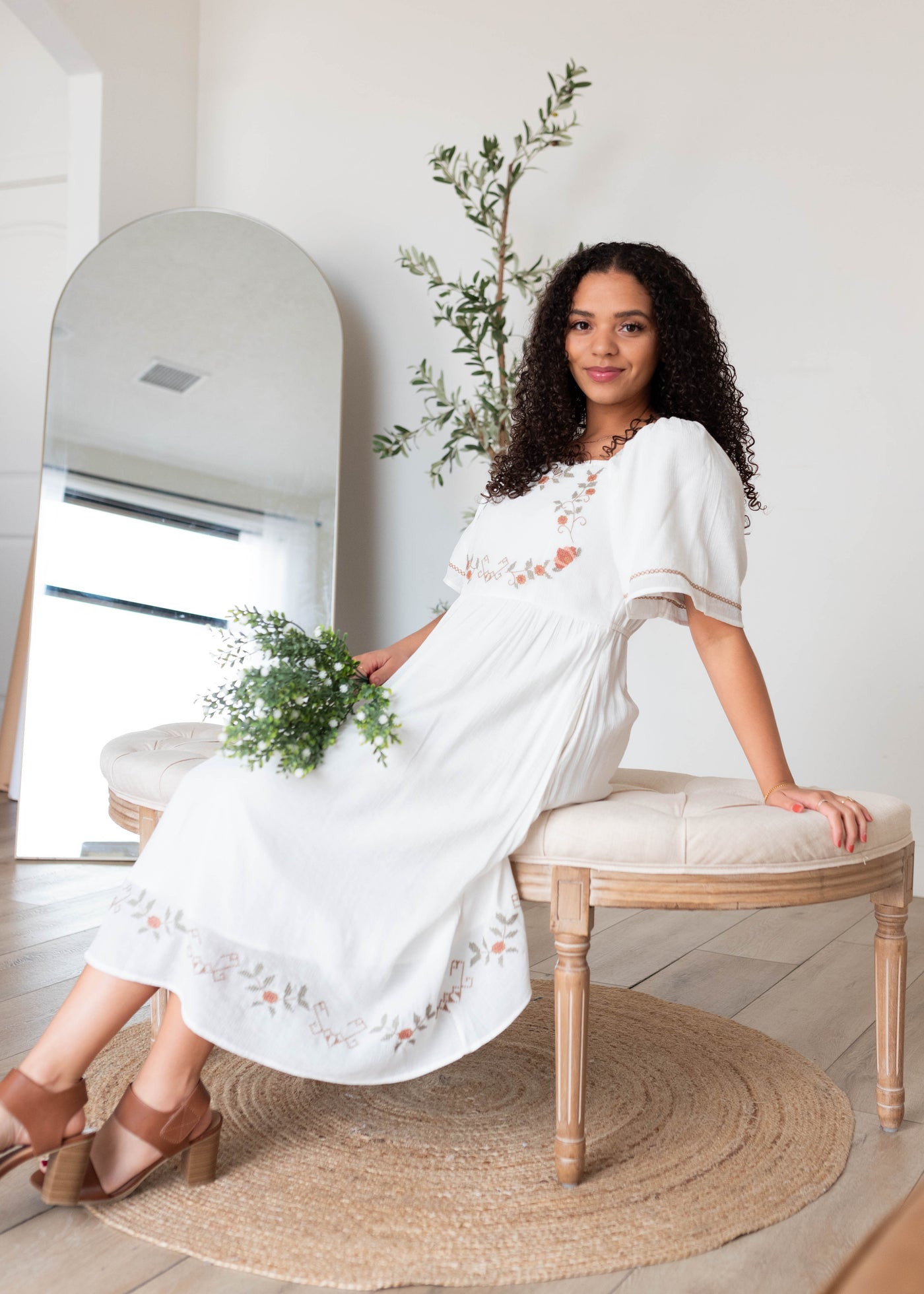 Irina White Embroidered Dress