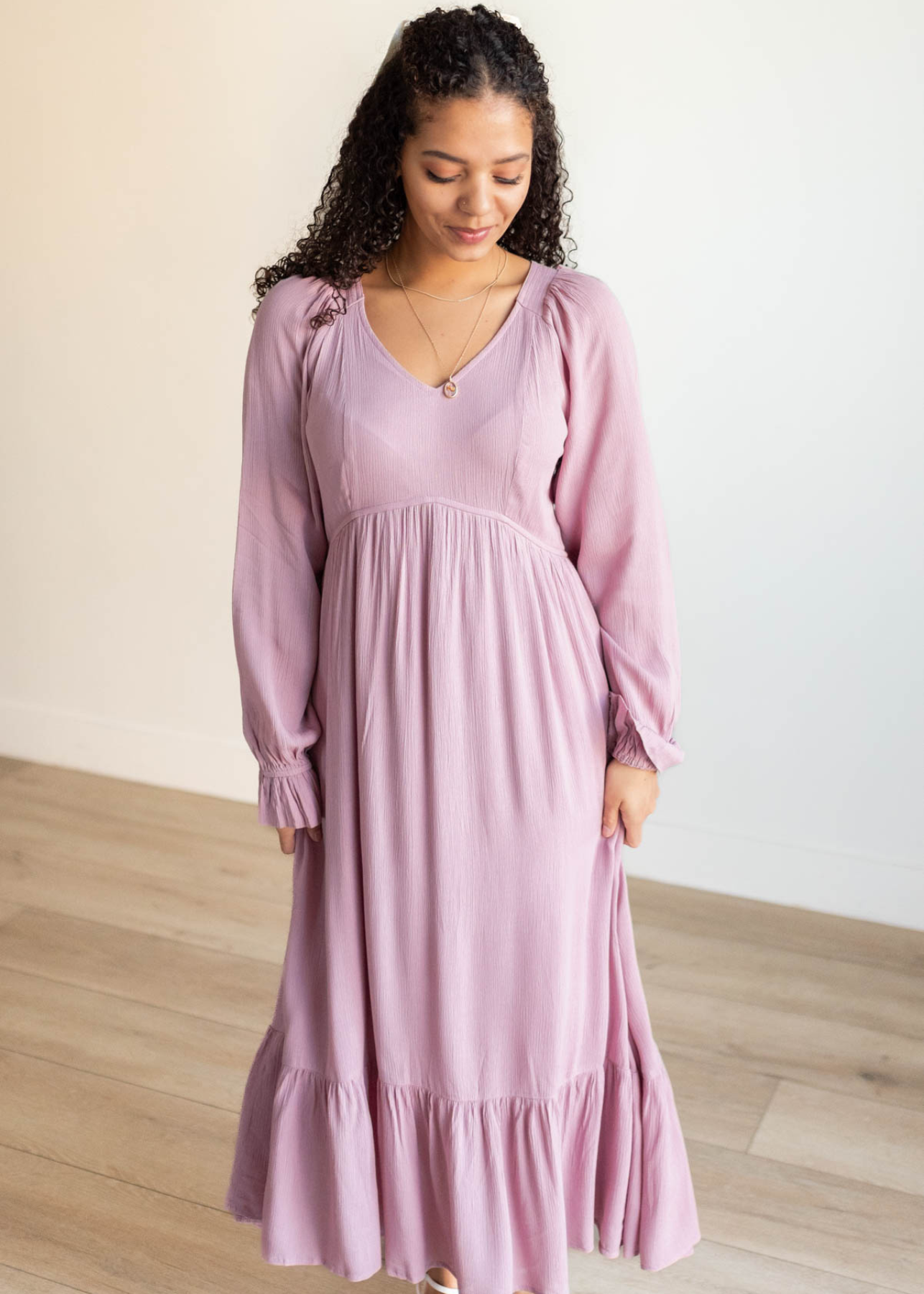 Isabelle Mauve Ruffle Dress