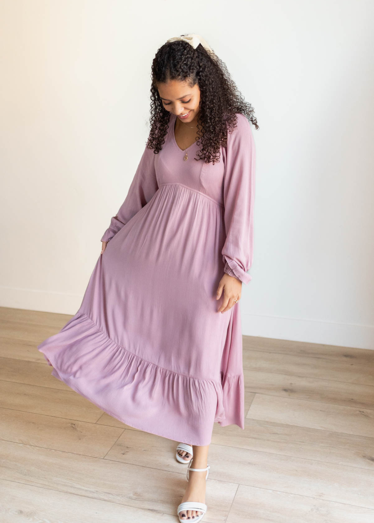 Isabelle Mauve Ruffle Dress