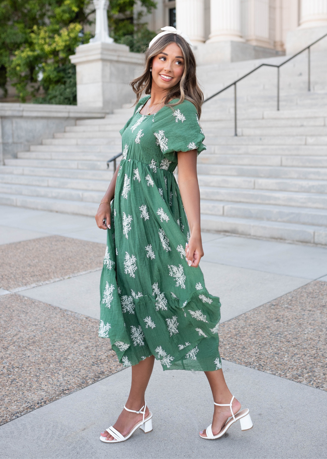 Jacie Emerald Green Embroidered Dress