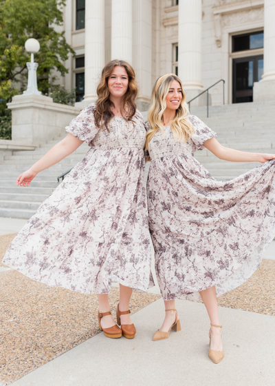 Janae Cream Floral Smocked Dress