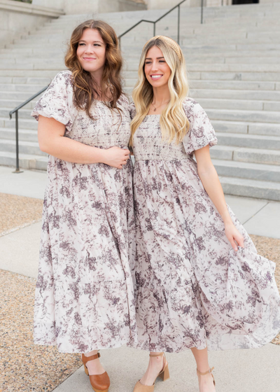 Janae Cream Floral Smocked Dress