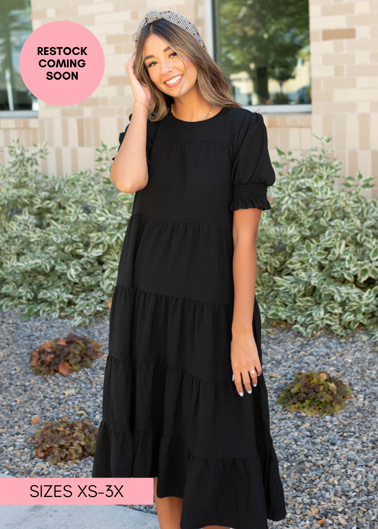 Janessa Tiered Black Dress