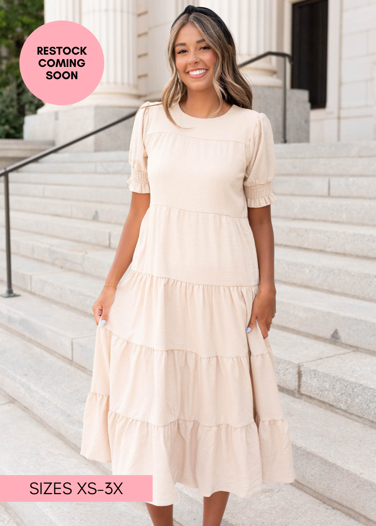 Janessa Tiered Cream Dress