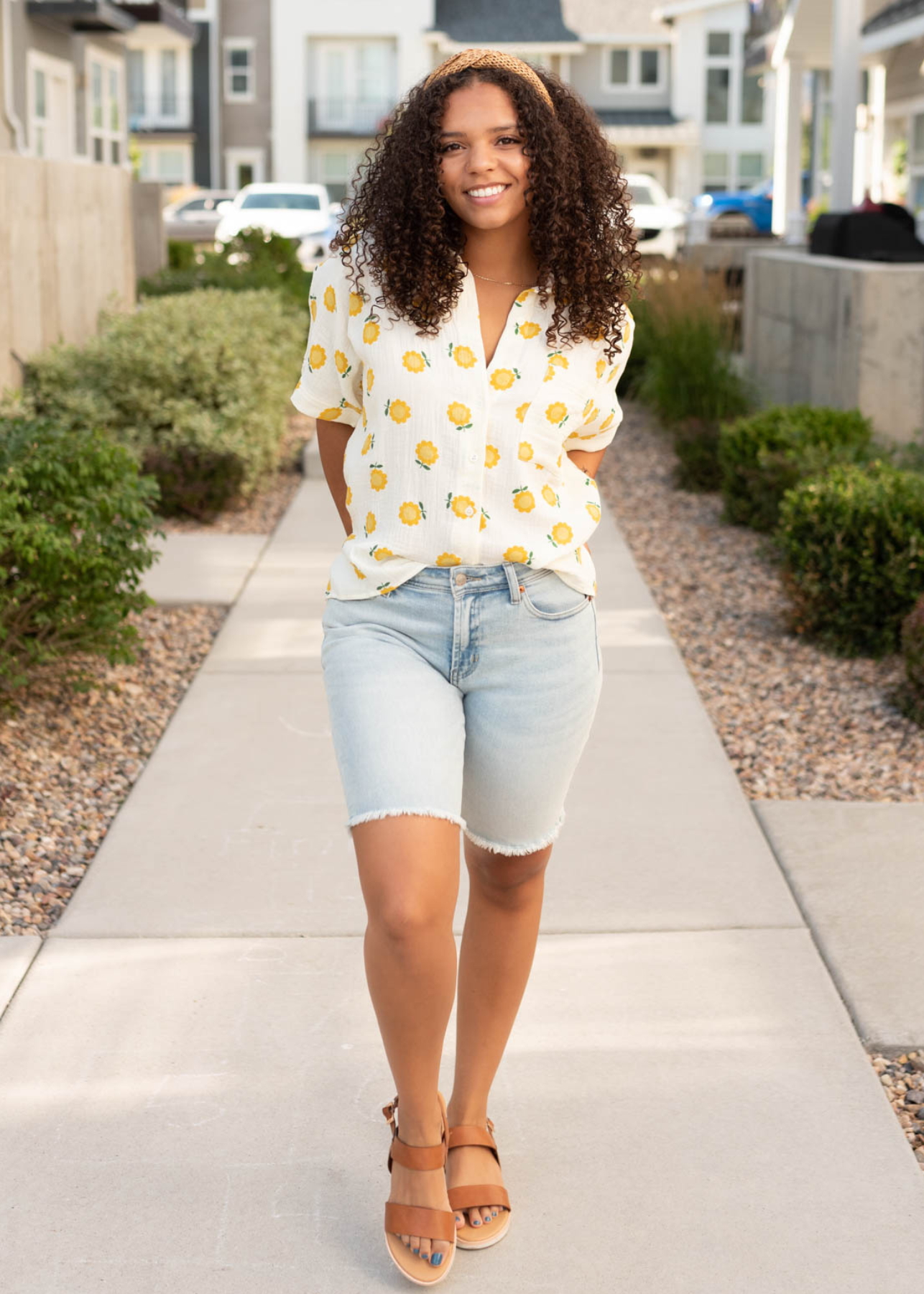 Ivory gold floral top