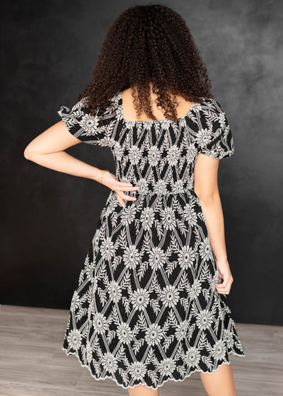 Jaylene Black Embroidered Dress