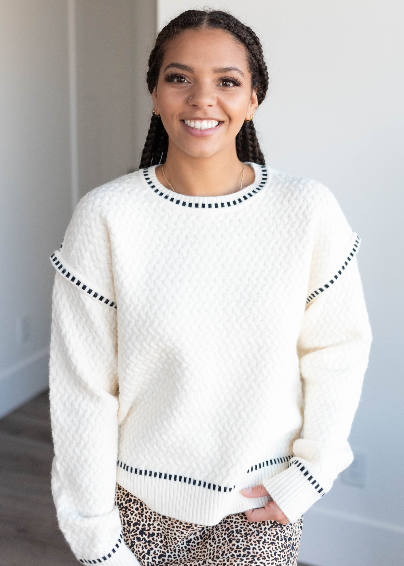 Cream textured sweater