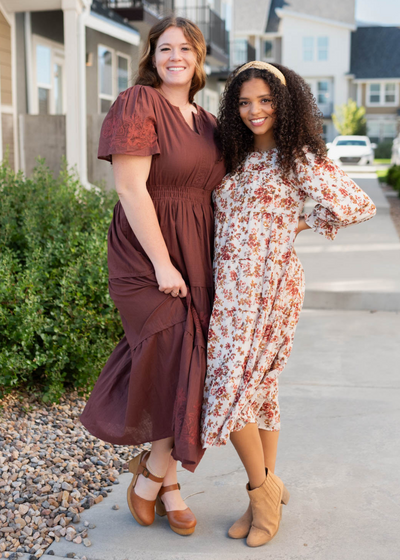 Jolie Burgundy Embroidered Detail Dress