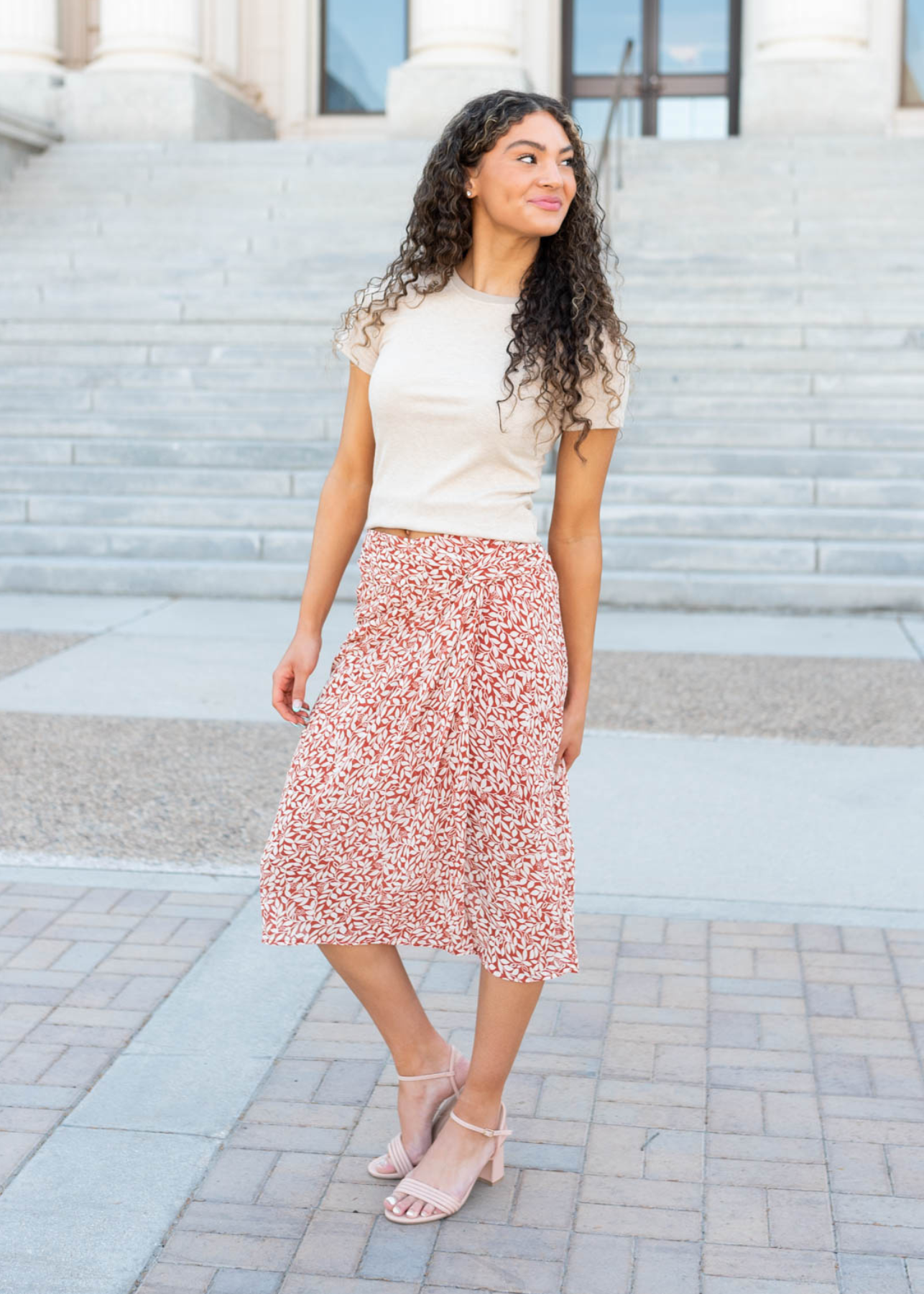 Rust floral knot skirt