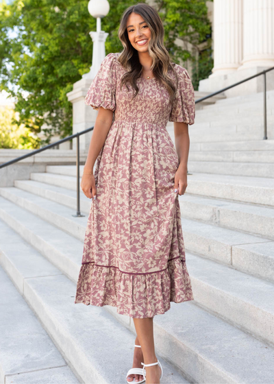 Dusty plum floral dress