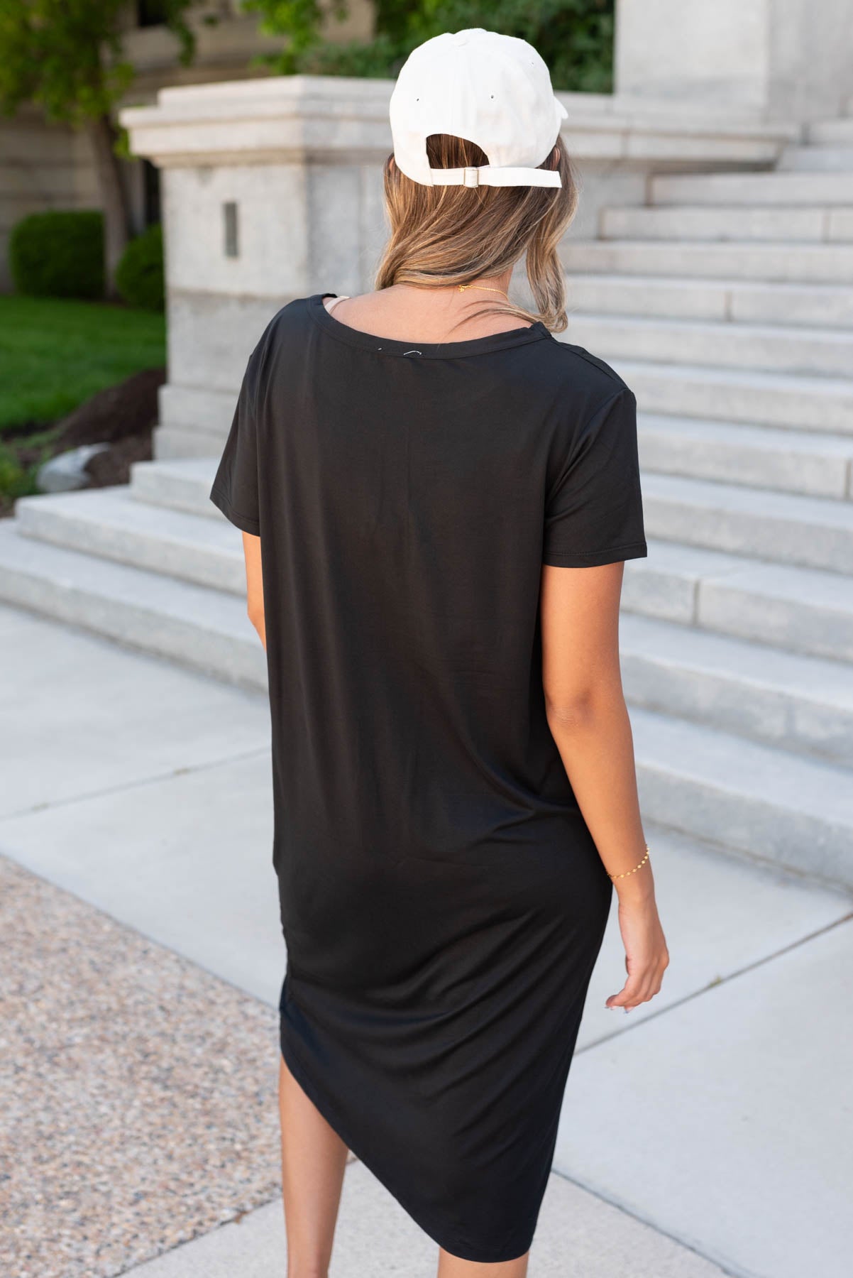 Back view of the black tee shirt dress