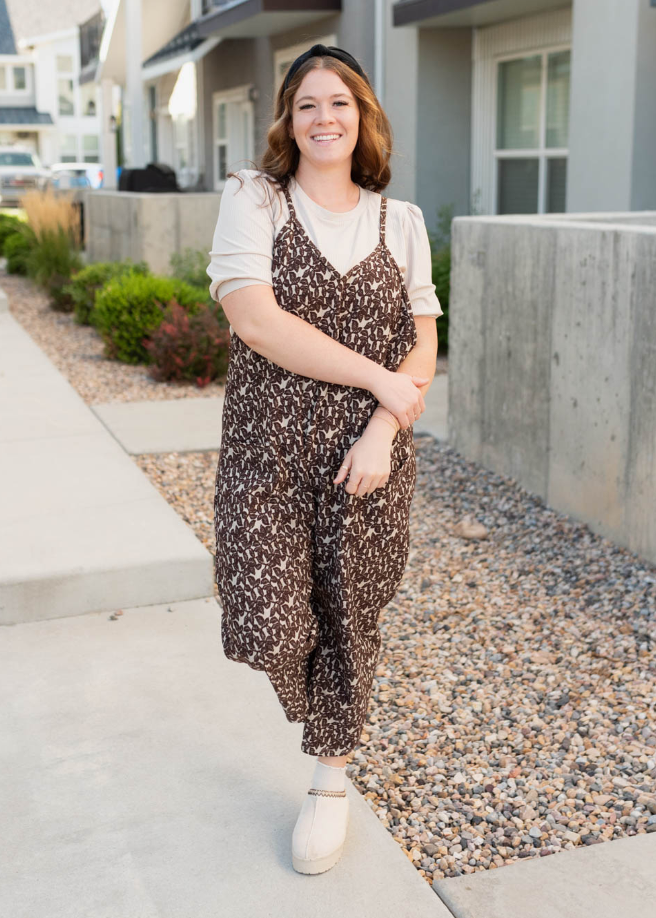 Taupe knit jumper in plus size