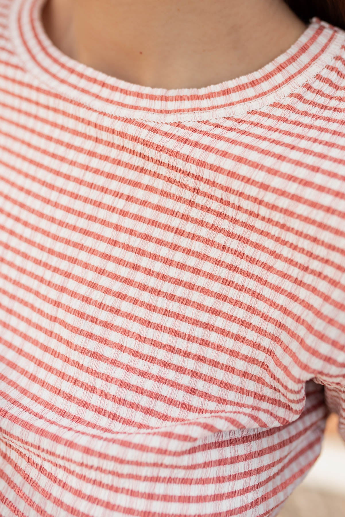 Close up of the fabric on the sienna plaid top