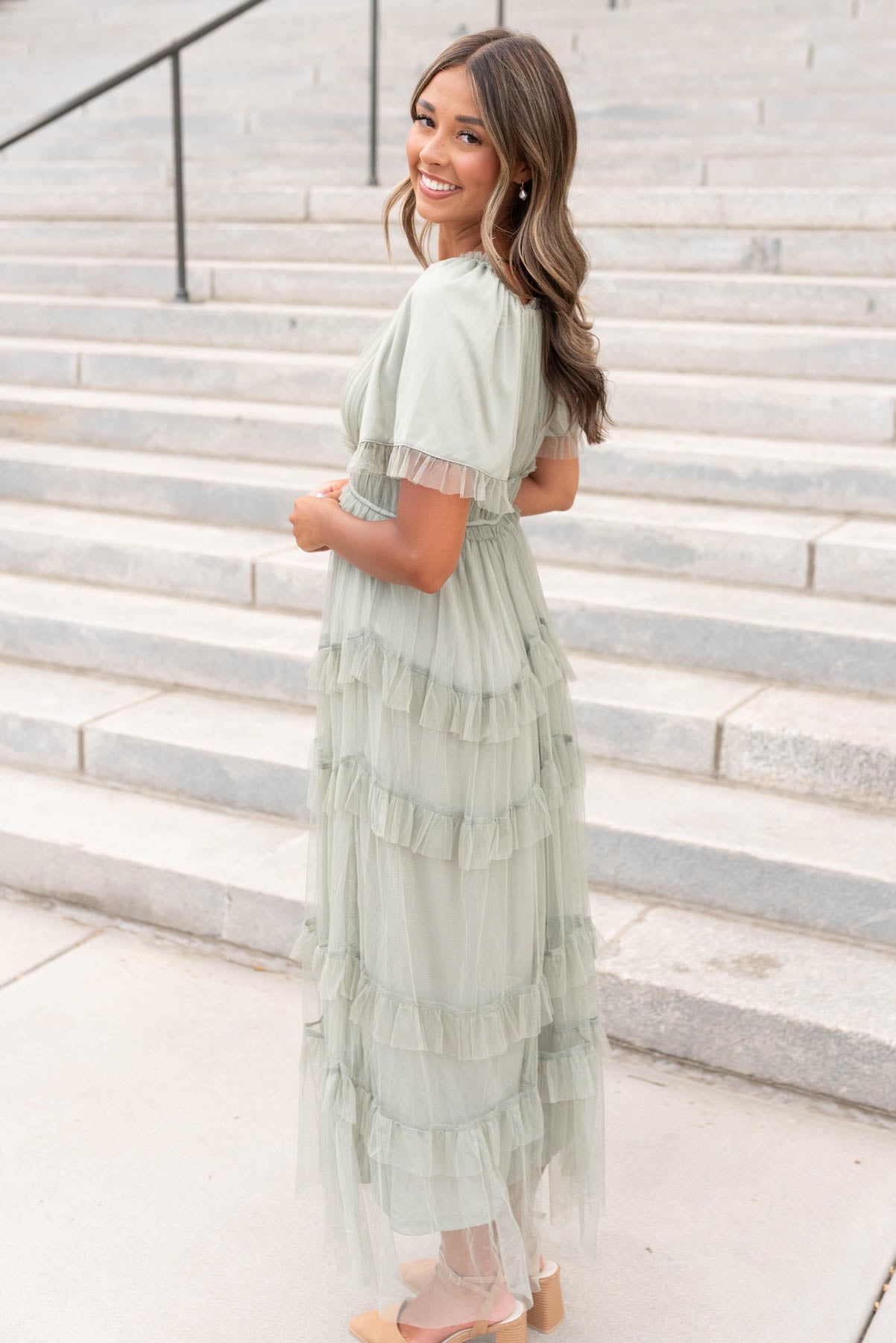 Side view of the sage maxi dress