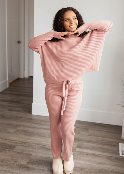 Elastic waist blush sweater pants