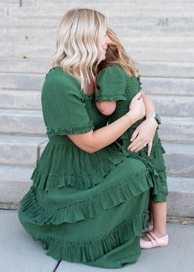 Korin Green Ruffle Tiered Little Girl Dress