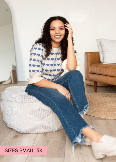 Small ivory heart stripe sweater