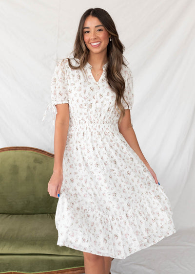 Lara Ivory Swiss Dot Floral Dress