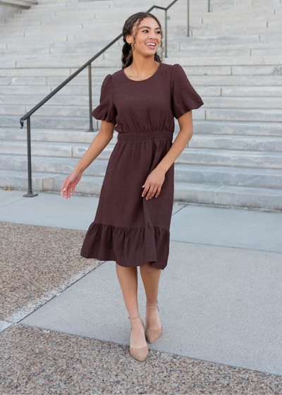 Brown textured dress