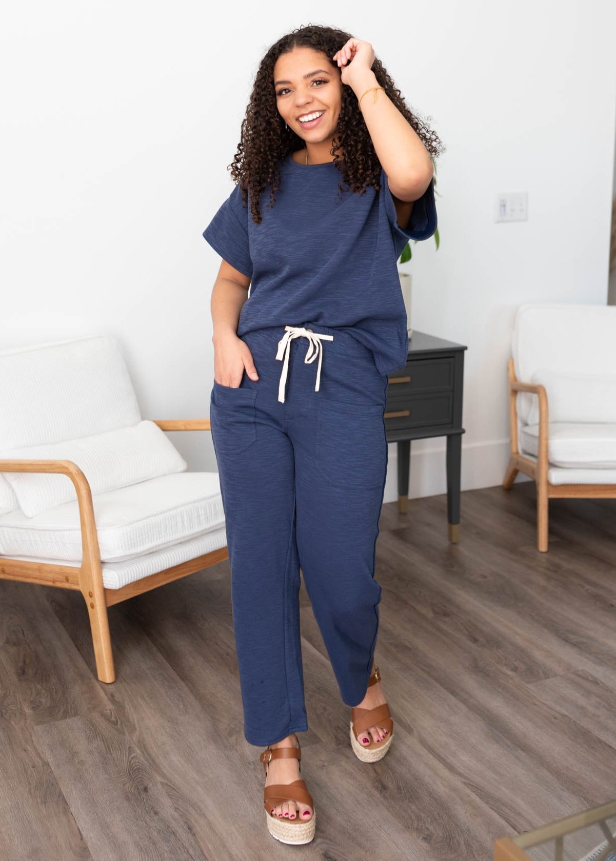 Lillian Navy Knit Pants