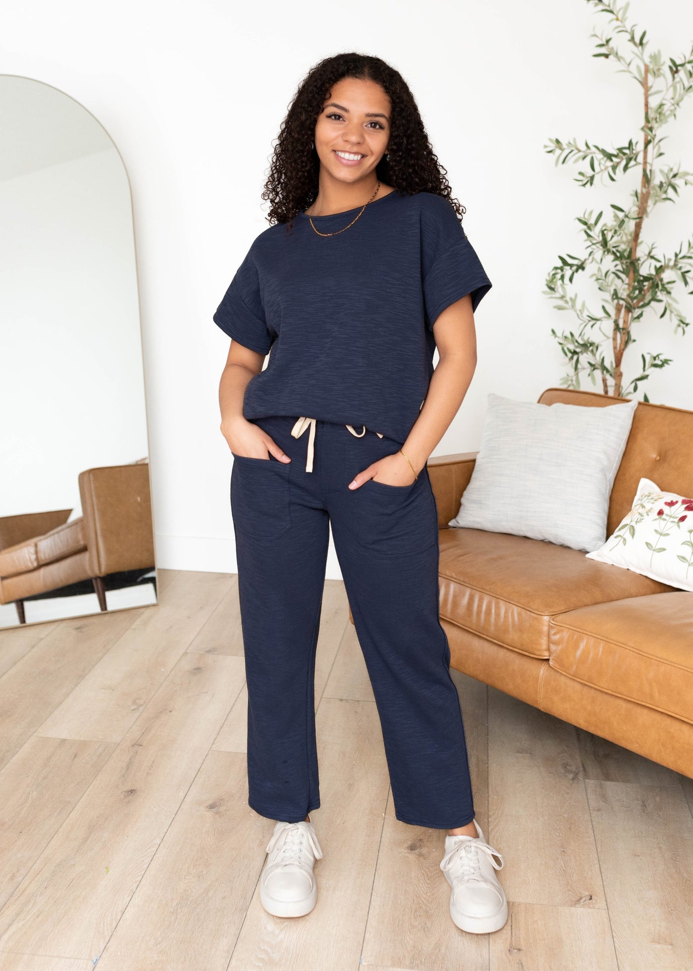 Lillian Navy Knit Pants