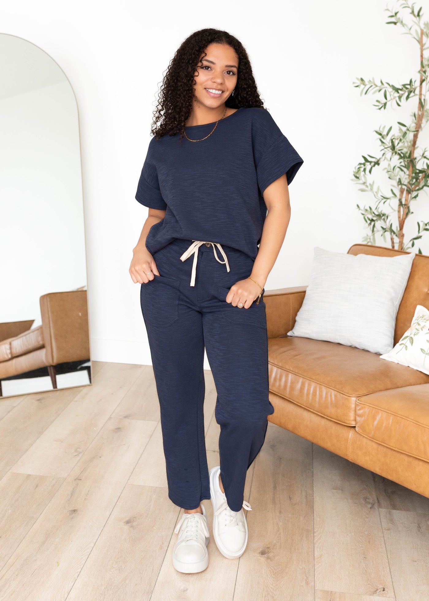 Lillian Navy Knit Pants