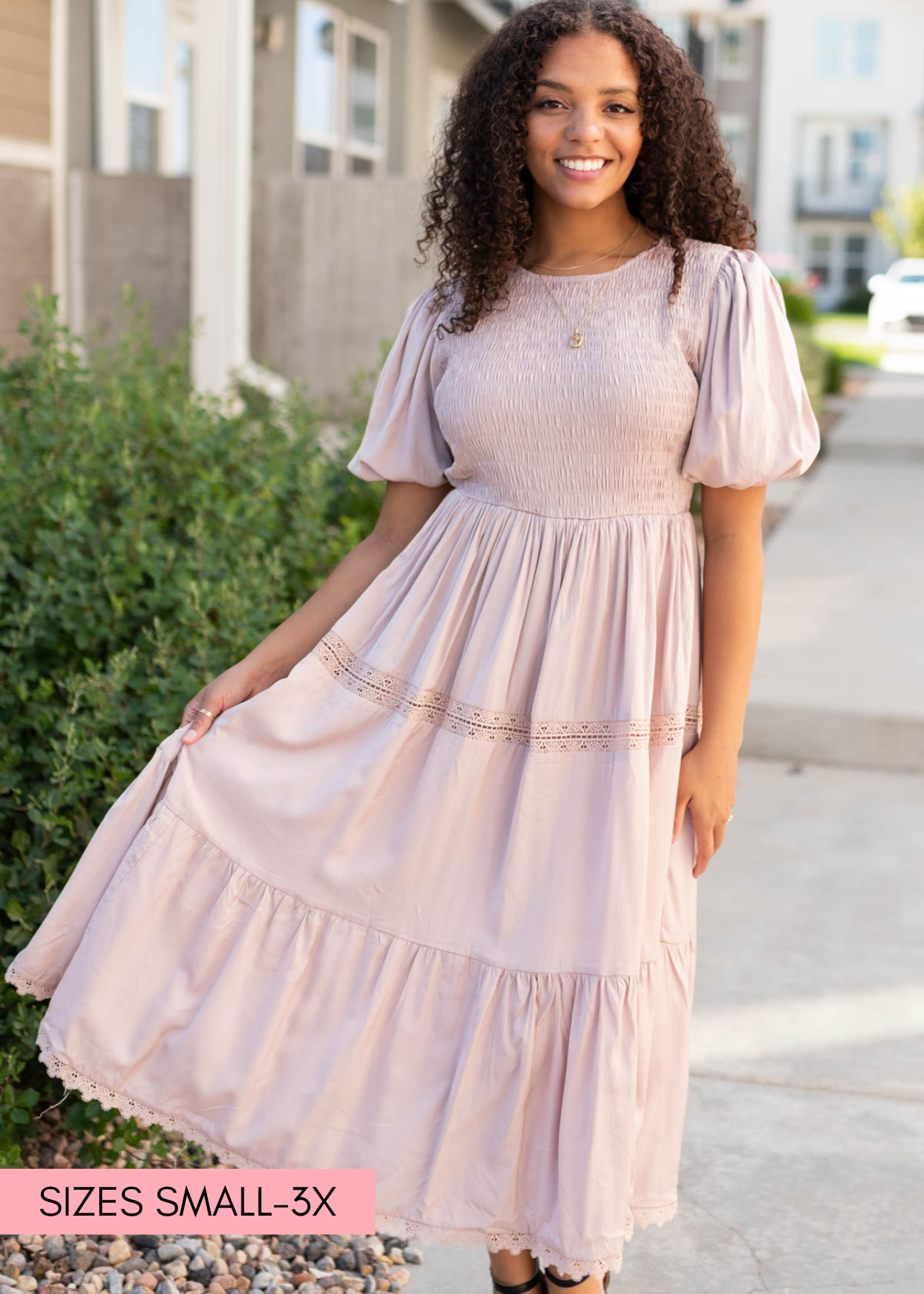 Smocke bodice on the blush dress