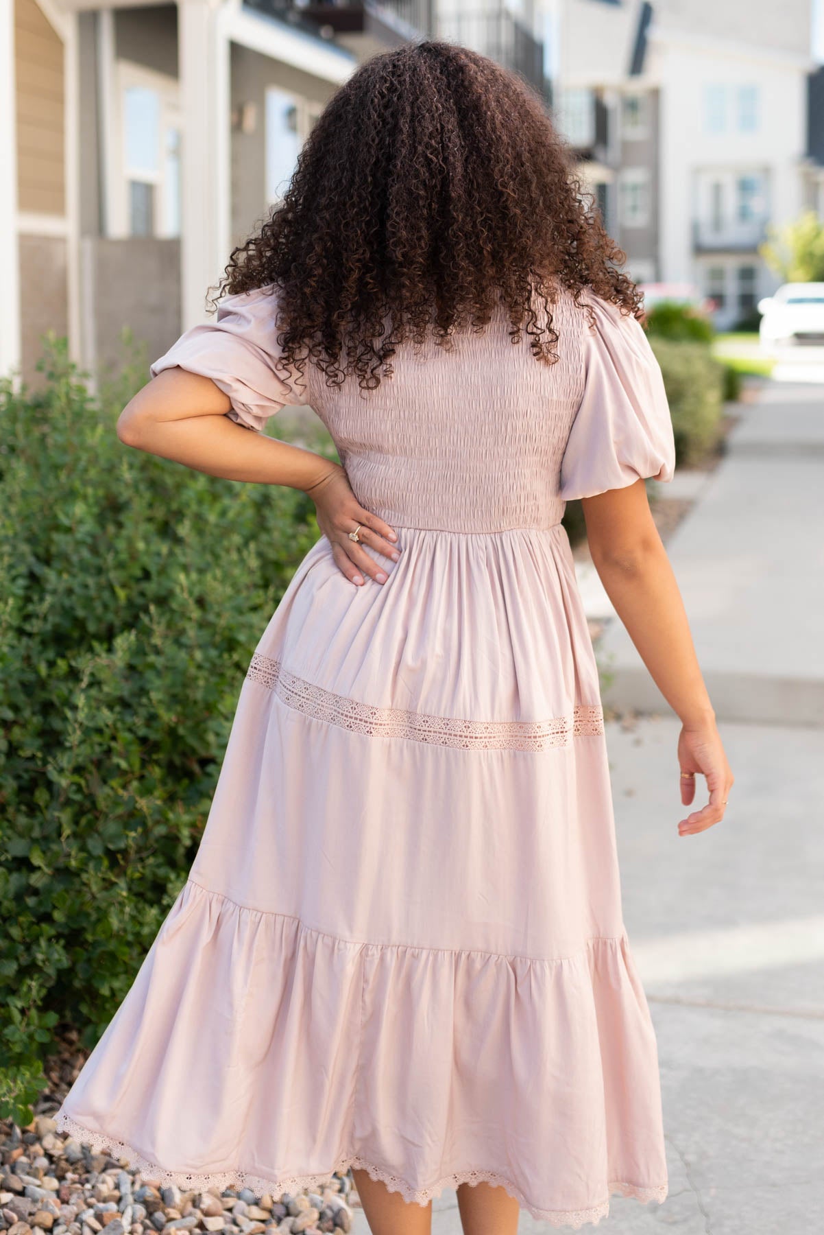 Back view of the blush dress