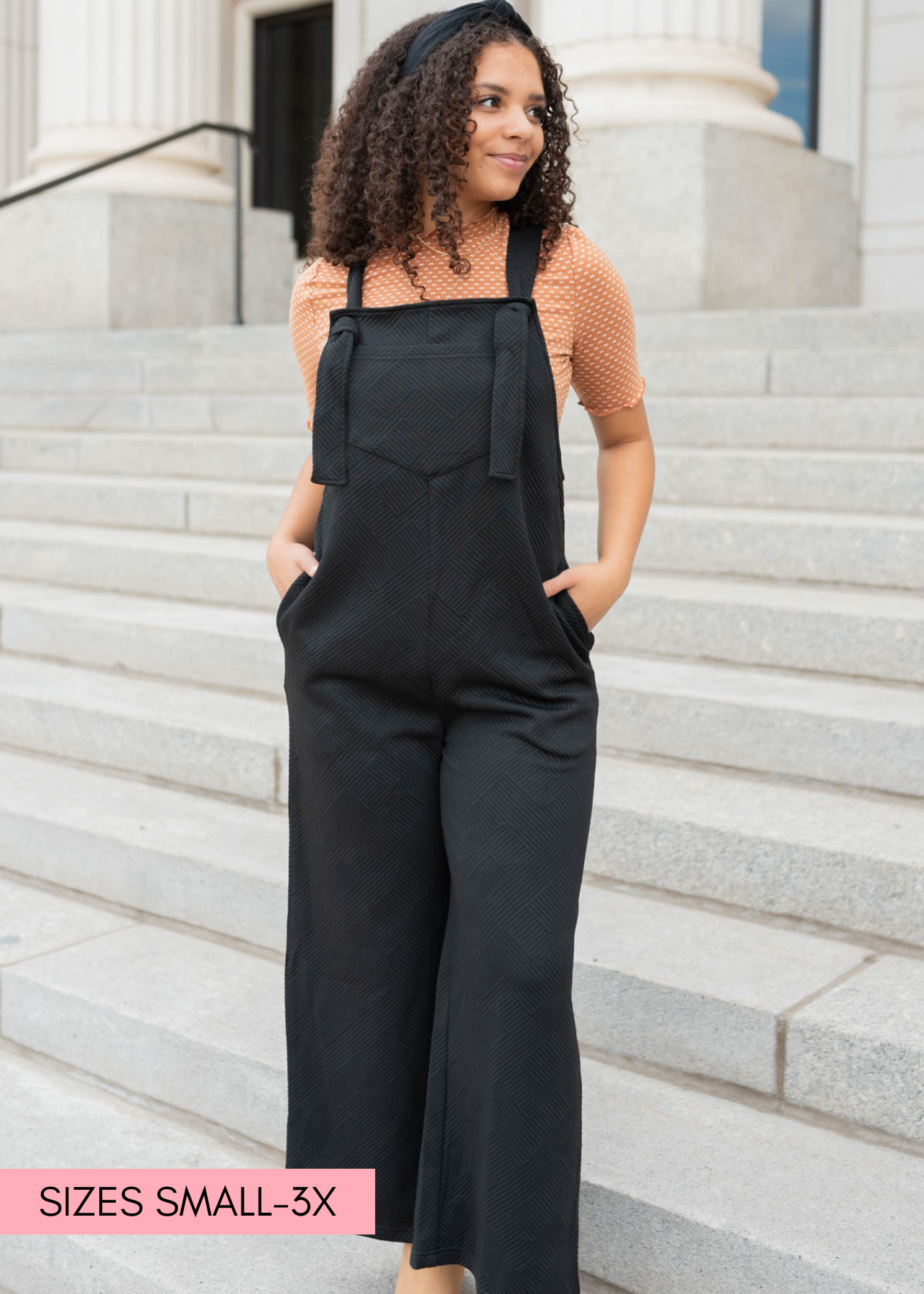 Lexie Black Textured Overalls