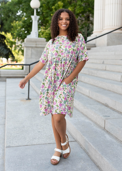 Ivory multi floral dress