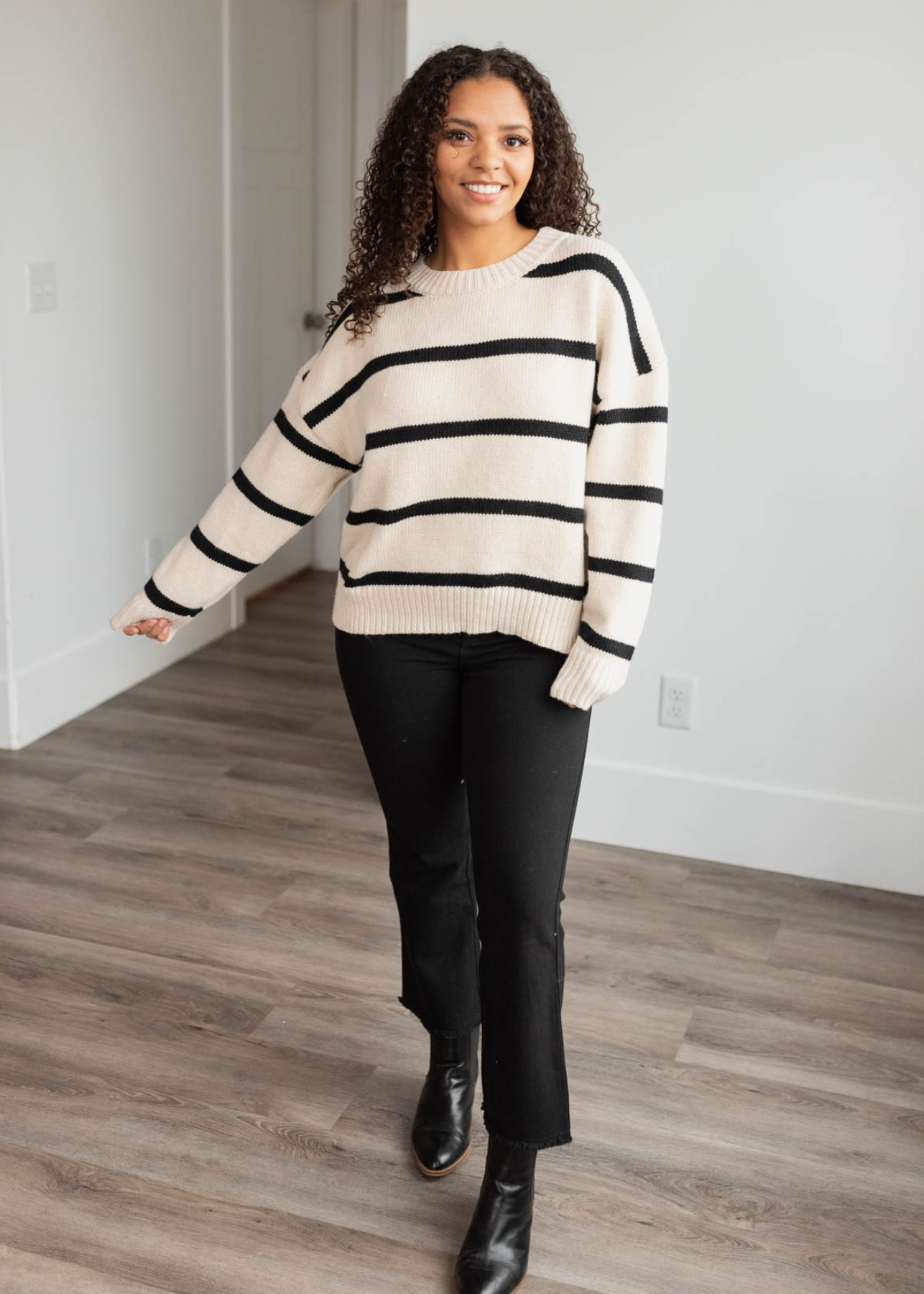 Long sleeve black stripe sweater