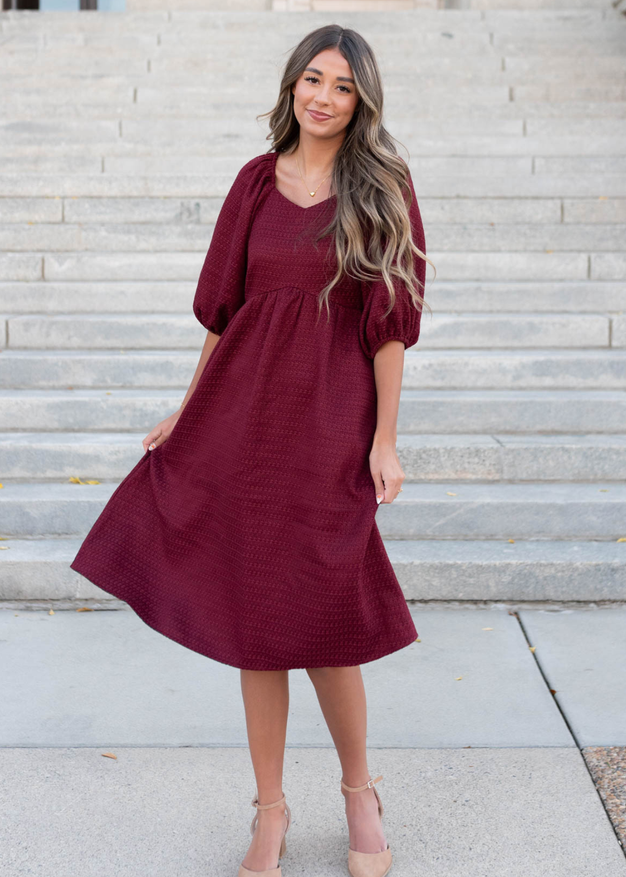 Burgundy textured dress