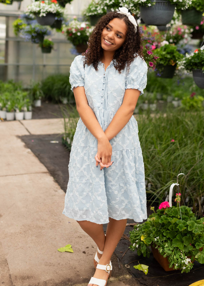 Lindi Light Blue Tiered Dress