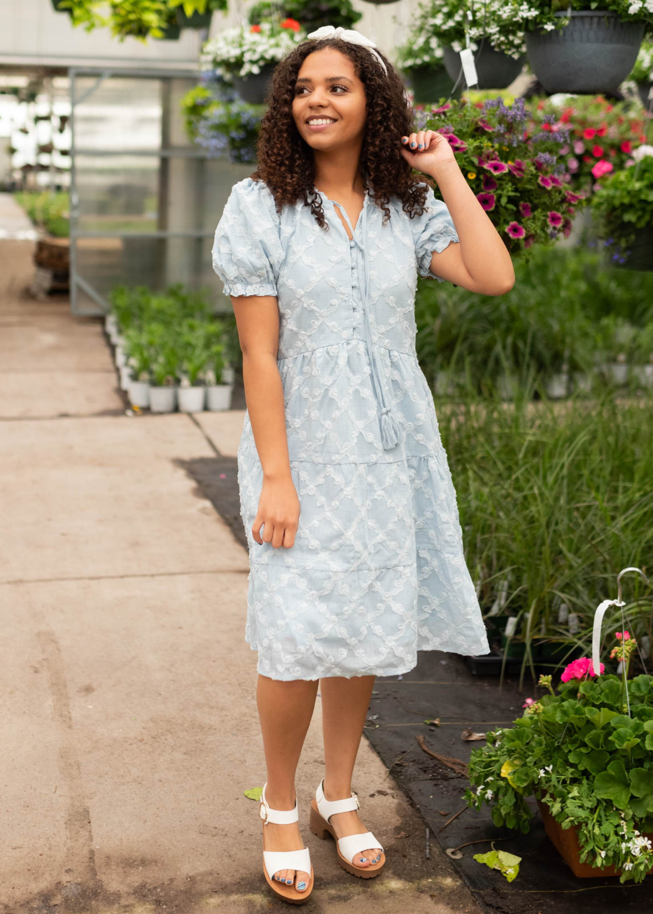 Lindi Light Blue Tiered Dress