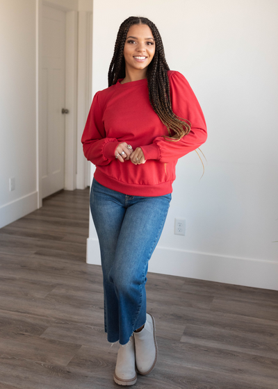 Long sleeve red pullover