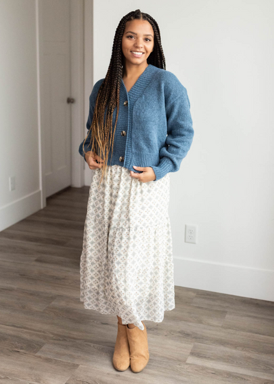 Lissie Dusty Blue Button Down Cardigan