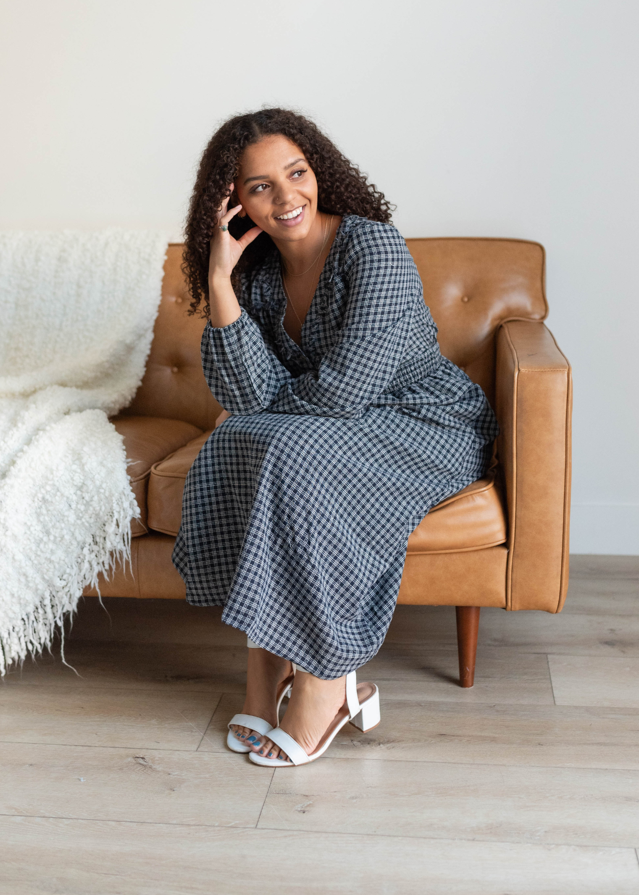 Loraine Navy Plaid Dress