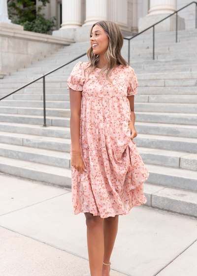 High wasited small pink floral dress