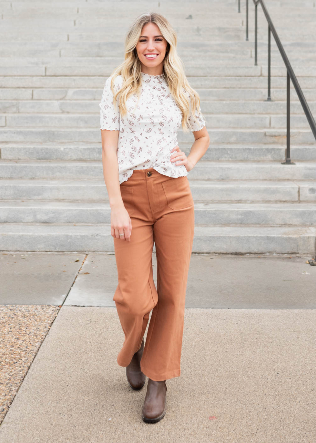 Small short sleeve ivory floral top