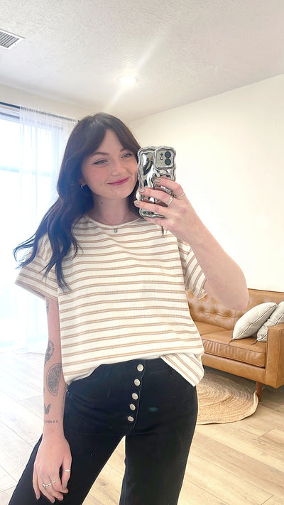 Luann Taupe Stripe Top