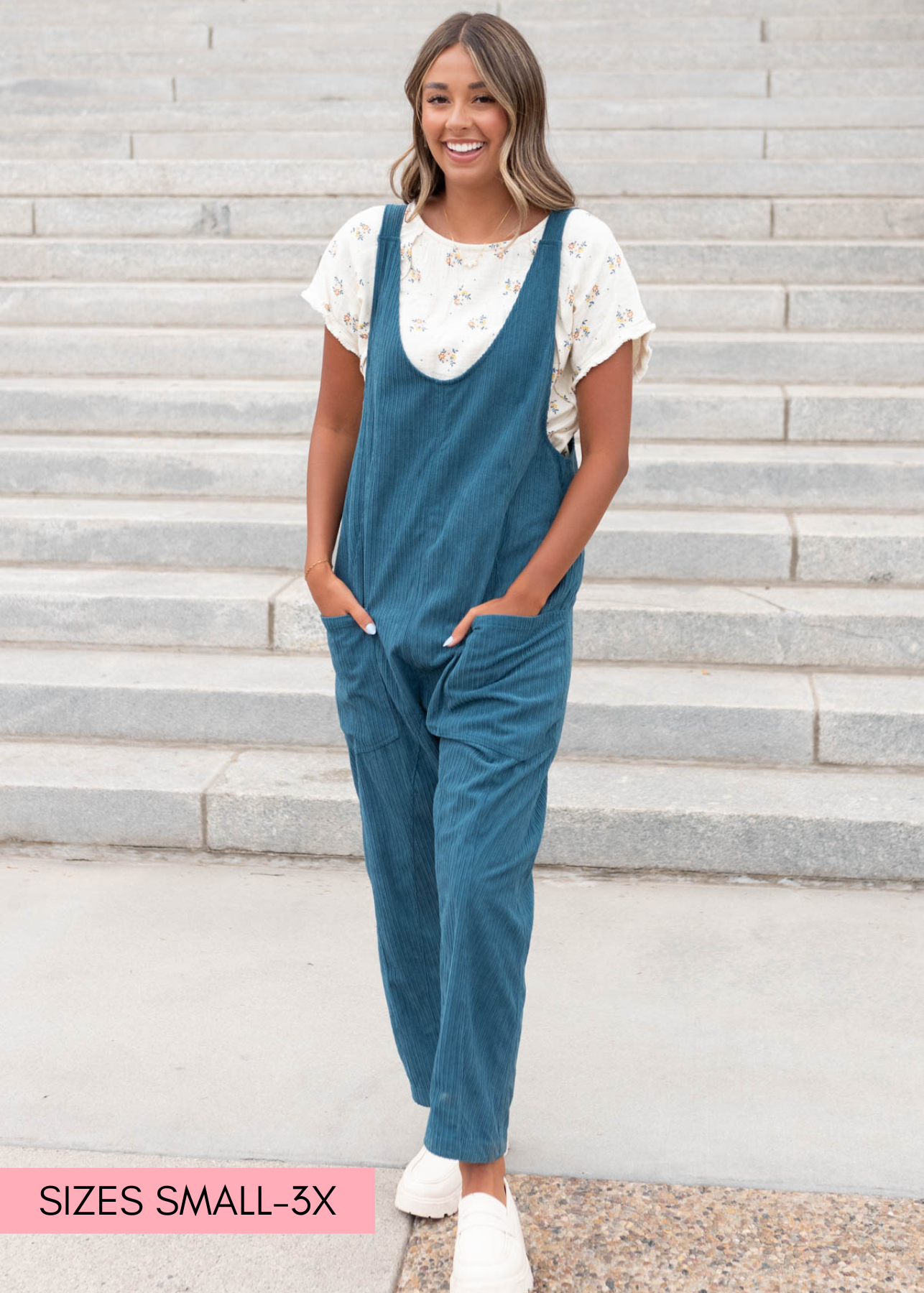 Small deep aqua corduroy overalls