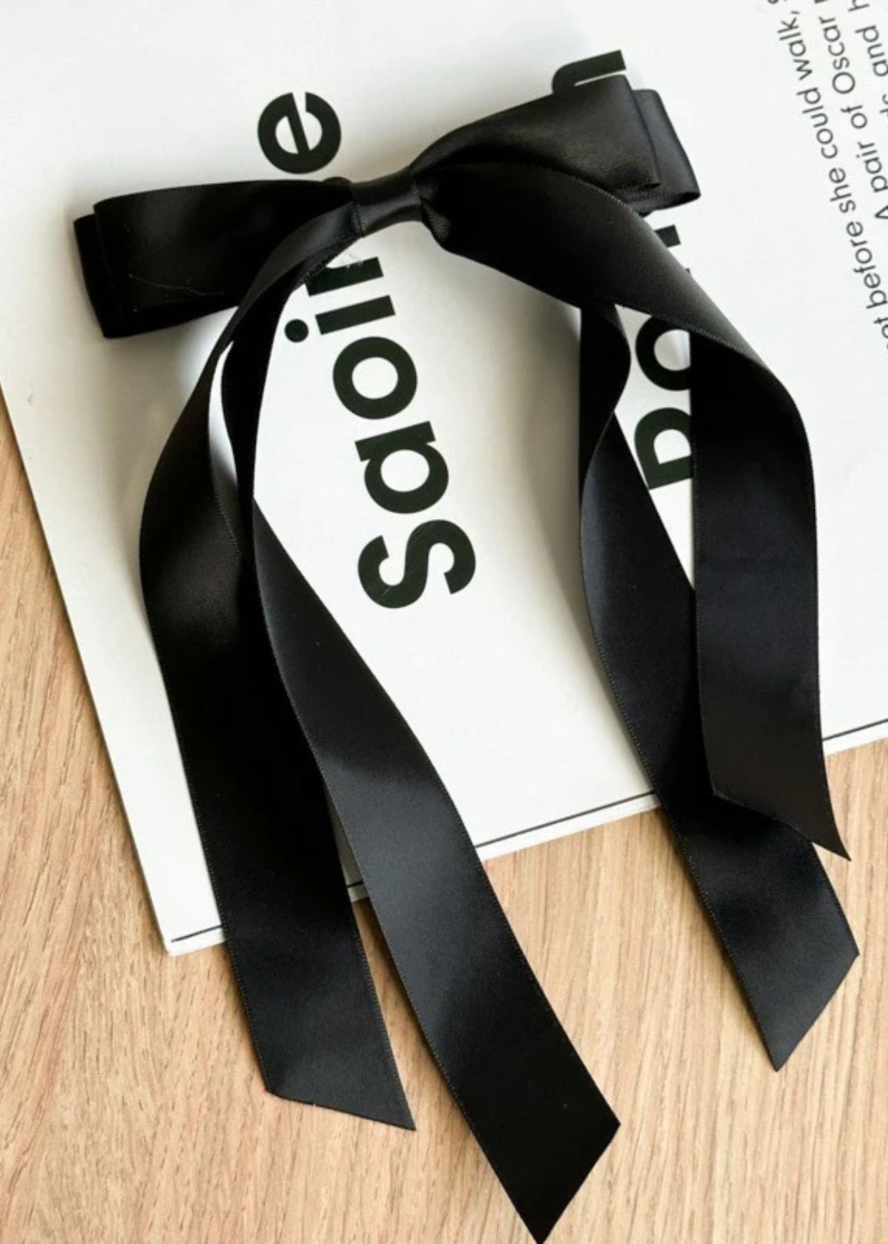 Black double satin bow