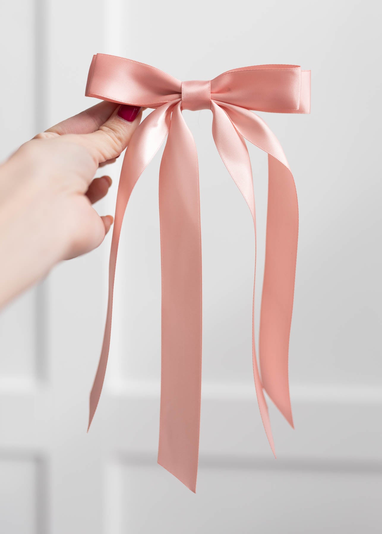 Peach double satin bow