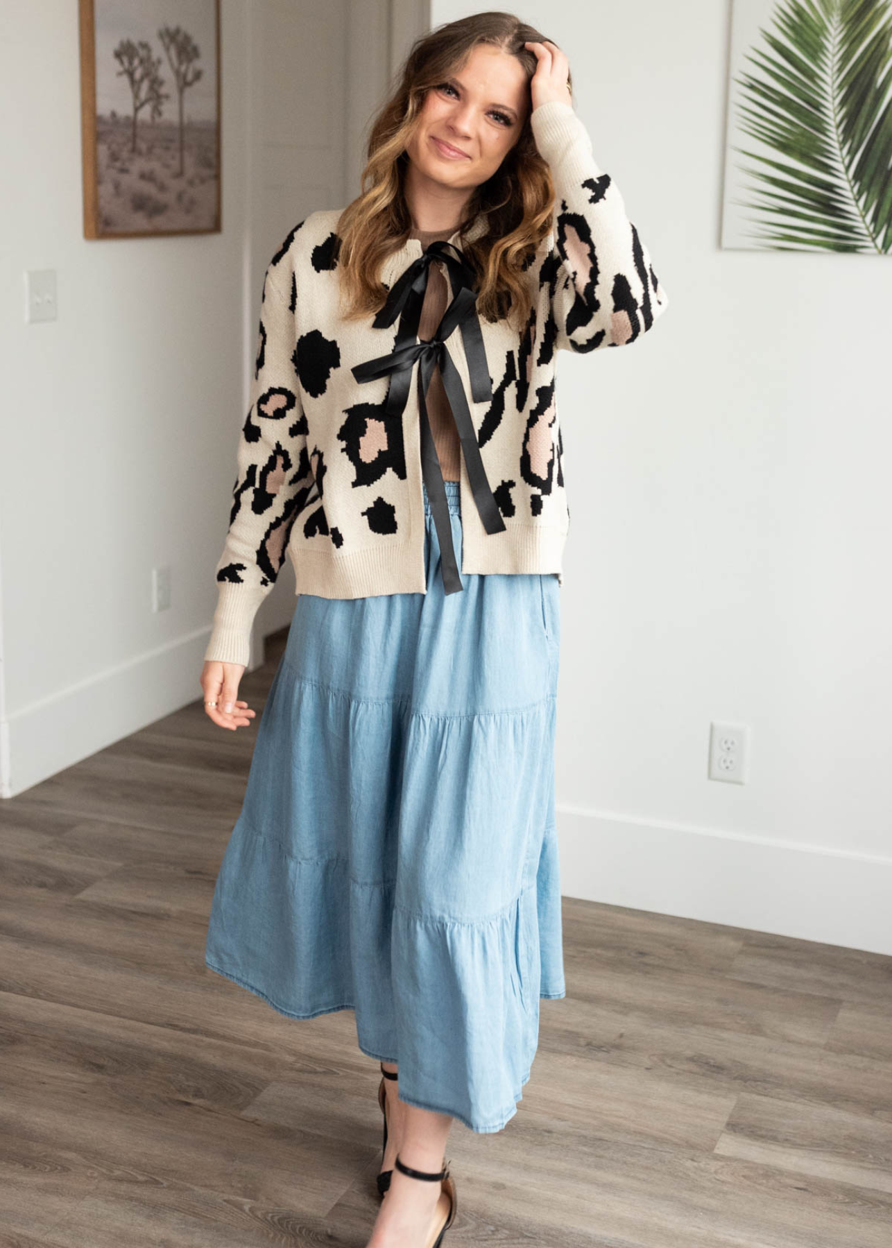 Cream leopard cardigan